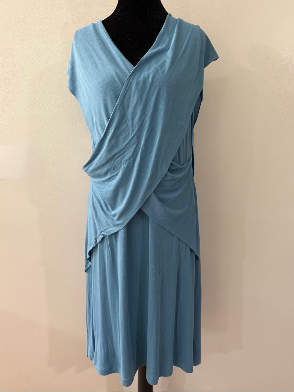 Soma Light Blue Adjustable Wrap Sleeveless V-Neck Cool Days Women's Midi Dress - Picture 4 of 16